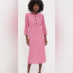 Tuckernuck Pink and White Zigzag Midi Dress